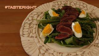 Longe de cerf et salade d'asperges