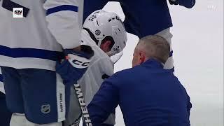 Jake McCabe Leaves Game After Taking A Puck To The Face