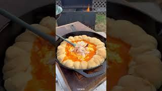 Buffalo Chicken Dip with Stuffed Crust | Over The Fire Cooking by Derek Wolf