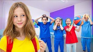 Nastya helps her friends adjust to their first day at a new school