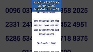 KERALA LOTTERY NIRMAL NR-429 | LOTTERY RESULT 25/04/2025 | NIRMAL LOTTERY RESULT # #lotteryresult