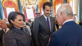 Emir of Qatar Sheikh Tamim Bin Hamad Al-Thani and His Wife at King Charles lll coronation ceremony