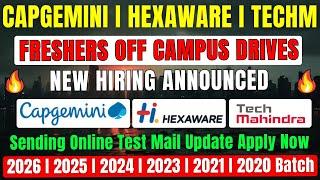 Capgemini Exceller New Hiring | Hexaware Direct HR Hiring | Tech Mahindra Walk-in Drive | 2026-2020