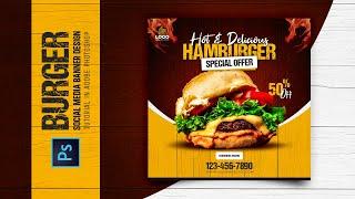 How to Design Burger Social Media Banner | Adobe Photoshop Tutorial | Speed Art | Grafix Mentor