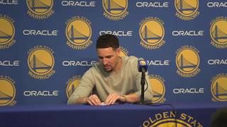 Klay throws paper airplane at media: 'I make the best paper airplane on the West Coast'