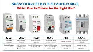 Difference between MCB vs ELCB vs RCCB vs RCBO vs RCD vs MCCB, Which One to Choose for the Right Use