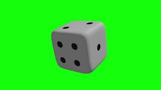 3D dice on a green background. Futages (animation) - a cube with game numbers on a green screen.