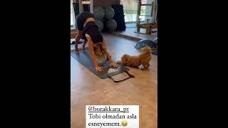 ESRA EROL KÖPEĞİ İLE SPOR YAPARSA  #tatil #spor