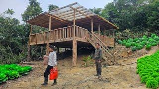 My wife went home to take care of the children, I roofed the porch for the wooden house