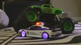 RC MONSTER TRUCK VS POLICE CAR!  Toy Cars for Kids VIDEO!