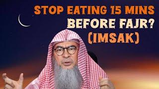 People say 2 stop eating drinking 15 20 mins before fajr to be safe (Imsak) #ramadan assim al hakeem