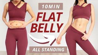 10min Standing Flat Belly workout (Up, Low, Side, Full Abs) 100% Burn belly fat