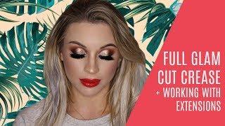 FULL GLAM CUT CREASE + WORKING WITH EYELASH EXTENSIONS | CLIENT MAKEUP TUTORIAL