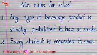 Six rules and regulations for school | some rules for school | #Handwriting | #writing | Eng Teach