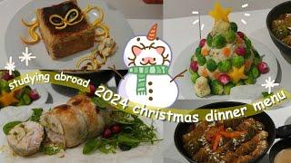 christmas menu studying abroad ️  gingerbread basque cheesecake, pesto turkey roulade