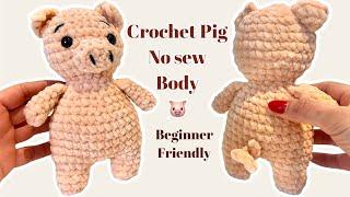 Easy beginner friendly Crochet pig / cute Amigurumi pig minimum sew tutorial