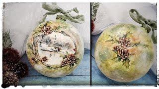 Decoupage  Bauble, medallion with a winter view  Christmas decoration.....