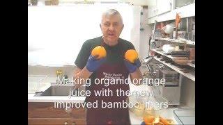 Making PULP FREE Organic Orange juice with new bamboo liners on a WHF juicer