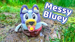 Baby Bluey Muddy Mess! Baby Bluey Plush pretend Play- Baby Bluey Makes BIG Mess