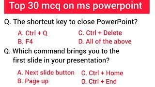 top 30 ms powerpoint mcq questions and answers | powerpoint mcqs | microsoft office