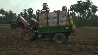 Tractor driving in two wheels in agriculture land