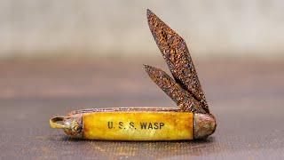 Rusty WW2 Pocket Knife - U.S.S Wasp Restoration