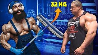 ELITE Powerlifter ANATOLY Use 32kg Mop in a GYM | Pretended to be a CLEANER #18