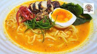 SEENAK RAMEN RESTO JEPANG, PADAHAL CUMA INDOMIE, PLUS GRILL CHICKEN DAN TELUR REBUS ALA RAMEN.