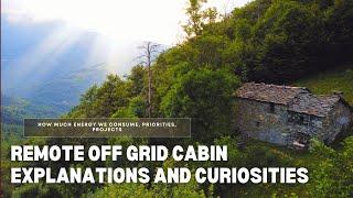 Explanations about the cabin, off-grid energy consumption, use of the rooms, projects