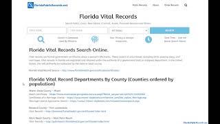 Florida Vital Records Search Online.