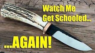 This Blade Smith Gets Schooled...Again! - Making a Stag-Handled Knife