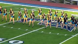 Stevenson pom pom squad performs at halftime of Belleville soccer match