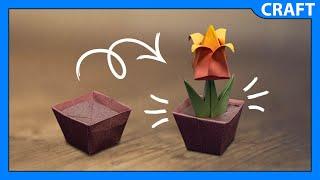 How to make an Origami Pot with Flower Holder