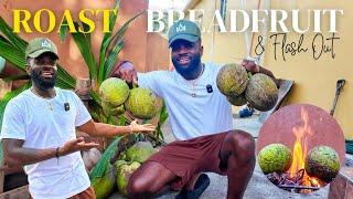 ROAST BREADFRUIT & FALSH OUT | JAMAICA VIBES | BACKYARD COOKING