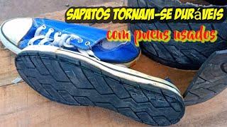 shoe soles with used tires (Solas de sapatos com pneus usados)