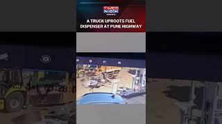 Watch! A Truck Loses Control At A Petrol Pump On Pune Highway #shorts