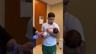 Newborn daughter gets her first shot & Dad cries  #shorts