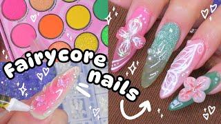 ₊˚‍️Trying the Viral 3D Flower nails!Fairycore Nail art 🫧˚₊