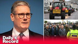 Farmers stage protest over inheritance tax as Keir Starmer speaks at Welsh Labour conference