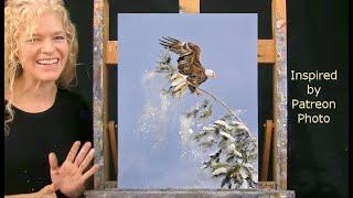 EAGLE LANDING - Learn How to Draw and Paint with Acrylics- Easy Art Tutorial- Paint and Sip at Home