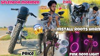 Splendor Modified || Install Roots Horn || Pink Colour Neon light || Splendor Modified 2023