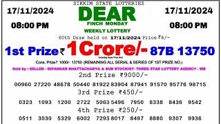  Evening 08:00 P.M. Dear Nagaland State Live Lottery Result Today ll Date-17/11/2024 ll