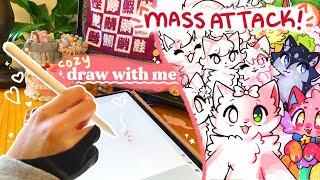 ꒰ cozy draw with me ꒱₊️ drawing an art fight mass attack! 