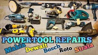 Repairing Broken Power Tools for customers. Real tools with Real faults Makita Bosch Strata  Dewalt