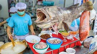 거리 노점에서 시작해 대박난 초대형 그루퍼 국밥?! 미슐랭도 인정한 곳 Giant fish rice soup / Thai street food