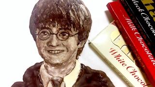 チョコでハリーポッターを描く Painting of Harry Potter - chocolArt