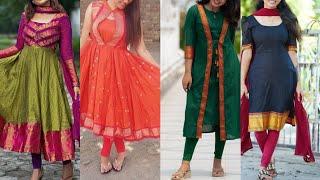 Latest Silk dress design ideas 2024 || Saree pattern long gown dress design | gown , chudi designs