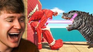 Reacting to the GODZILLA BRIDGE CHALLENGE! (Animal Revolt Battle Simulator)