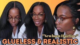 NEW Kinky Straight MAX TRUE Hairline Glueless Wig Install NEWBORN HAIRLINE Natural Hair Wig Hairvivi