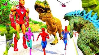 Trận Chiến Khủng Long Bạo Chúa Giải Cứu Siêu Anh Hùng Robot, Dinosaurs Hulk VS Siêu Nhân Người Nhện